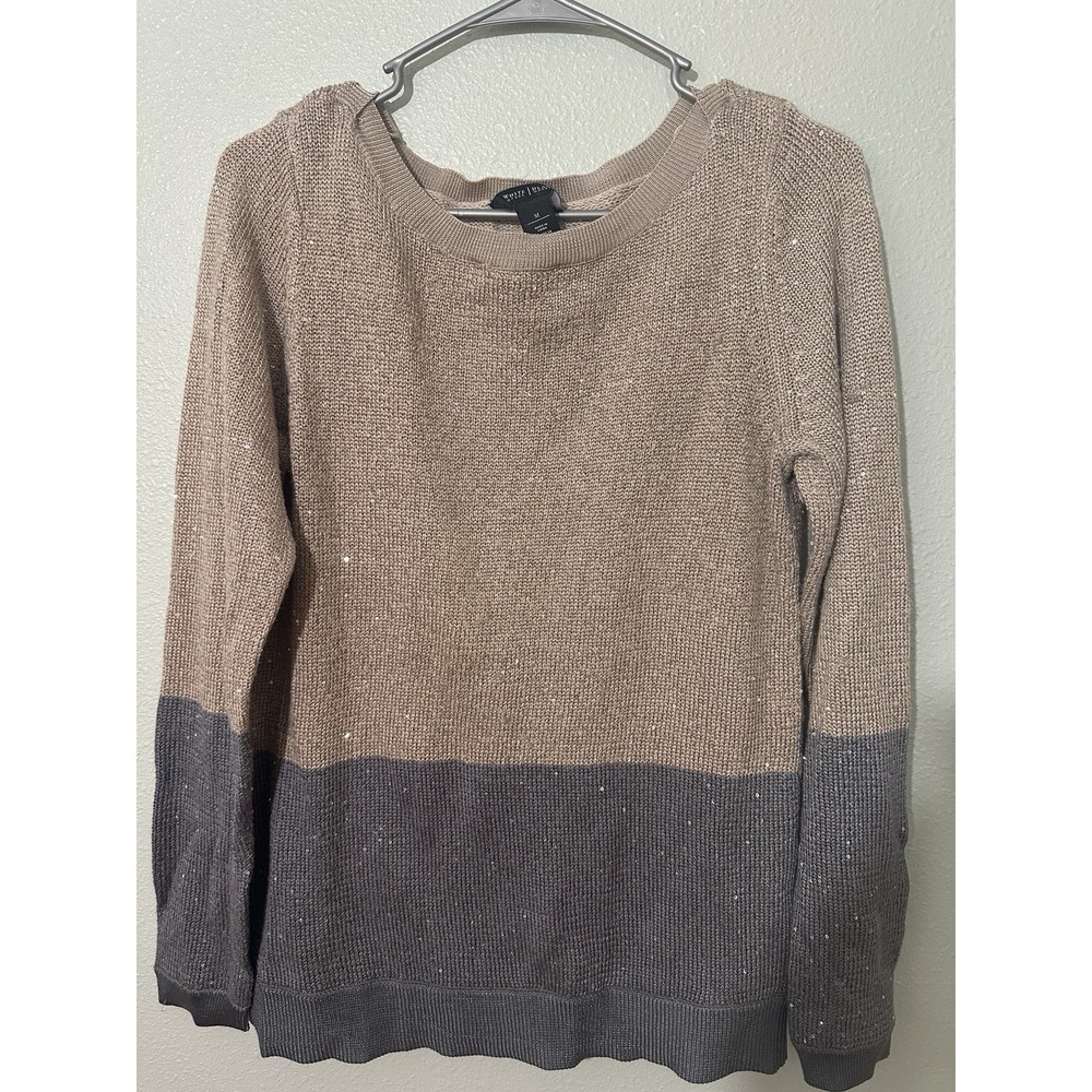 White House Black Market Sweater Womens Medium Striped Shimmer WHBM Bling